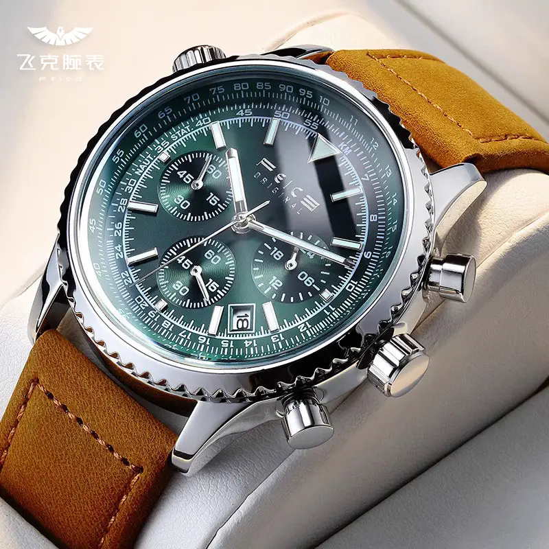 Flyk Genuine 2025 New arrival Pilot Trendy Multifunctional Men Watch Male Student Quartz Watch Belt Waterproof
