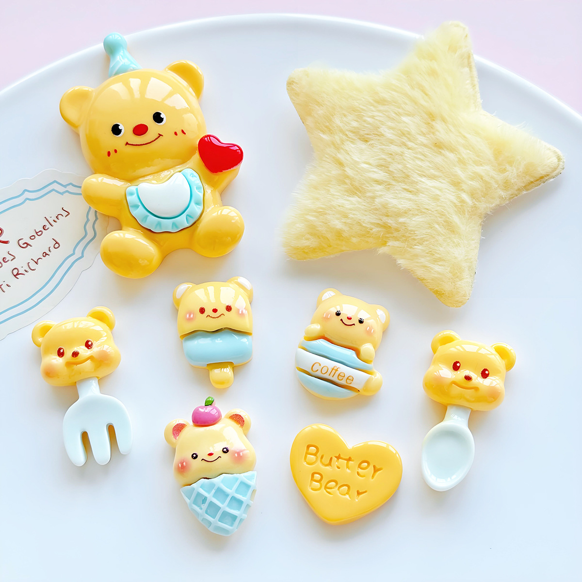 Resin Small Ornaments Cute Cartoon Bear DIY Cream Glue Keychain Shoe Charms Hairpin Decoration Accessories