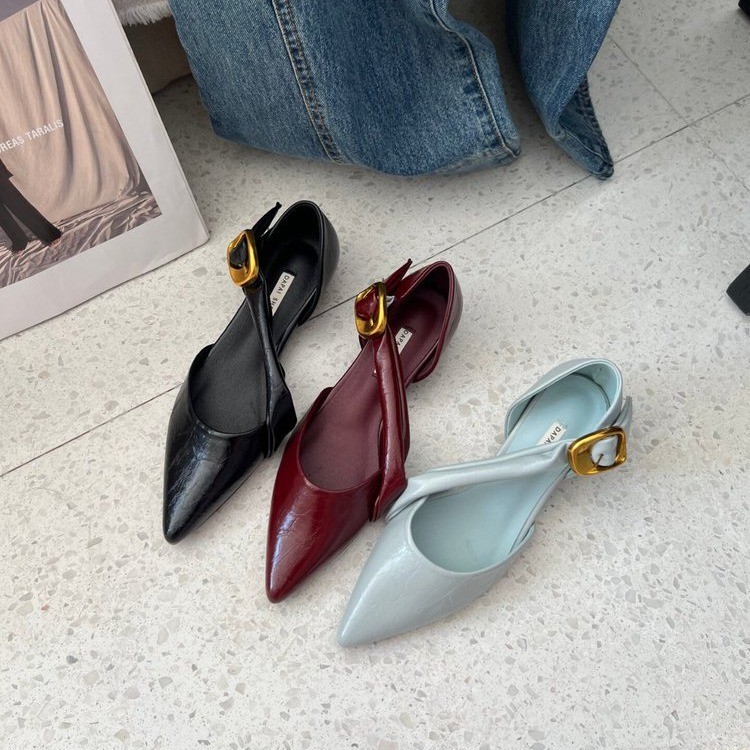 2026 Spring Designer-Style Niche Mary Jane French Gentle and Elegant Sandals with Pointed Toe and Shallow Hollow Design for Women