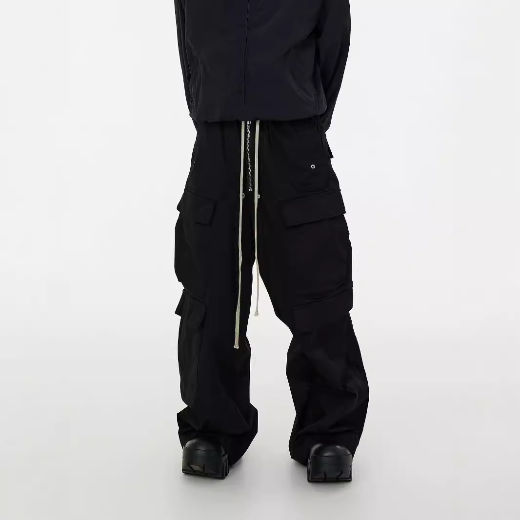 24 new multi-pocket overalls mop pants elastic drawstring wide legs dark high street loose plus size for men and women QC-foto från 1688 på Qualit.ly