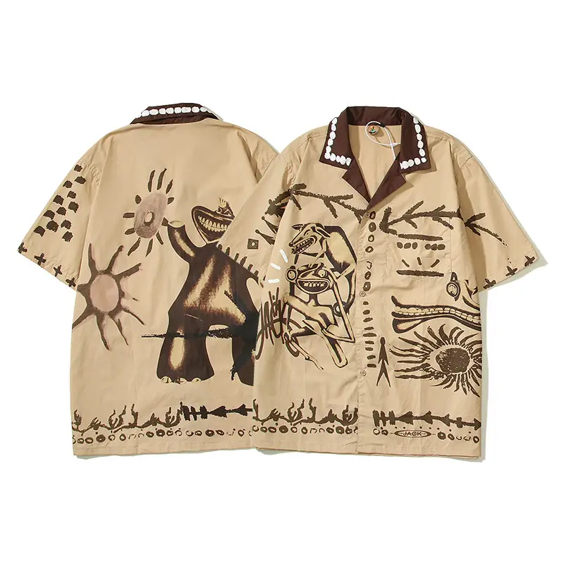 2024 New Summer T.S Cartoon Graffiti Printed Short-Sleeved Shirts for Men and Women, One Piece Wholesale