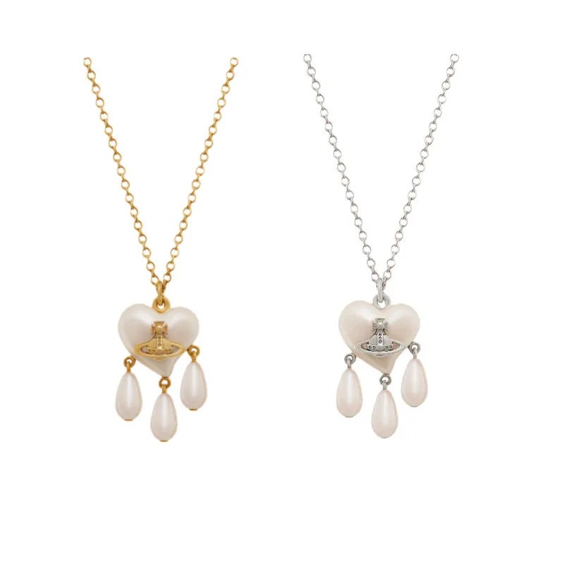 Vivienne Westwood Heart Pearl Drop Necklace