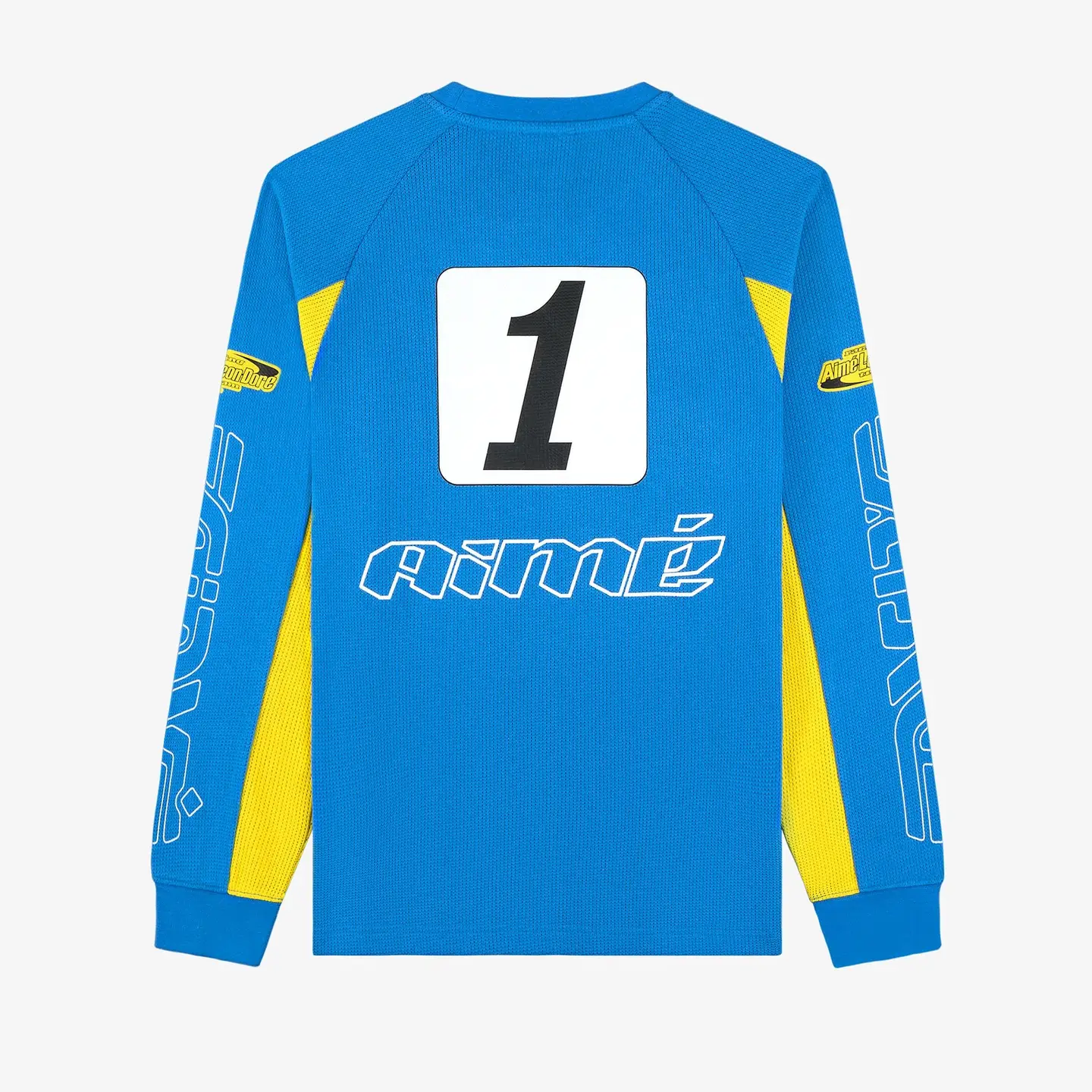 American Retro Letter Printed Mesh Round Neck Long-Sleeved T-Shirt for Men and Women, Loose and Casual