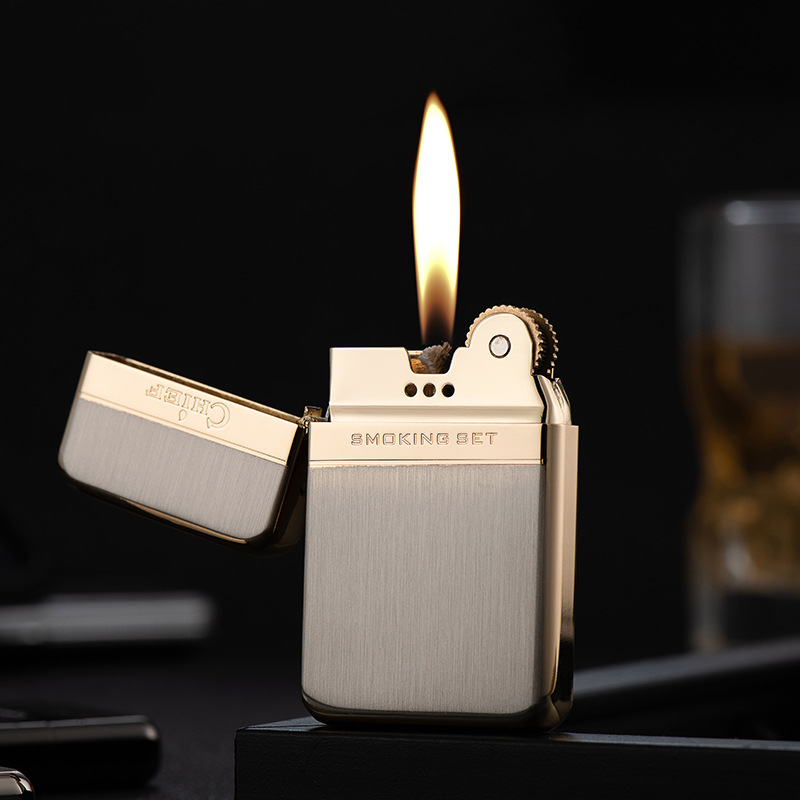 Leader CF-003 Pure Copper Lightweight Creative Retro Wheel Kerosene Windproof Lighter Personalized High-end Gift