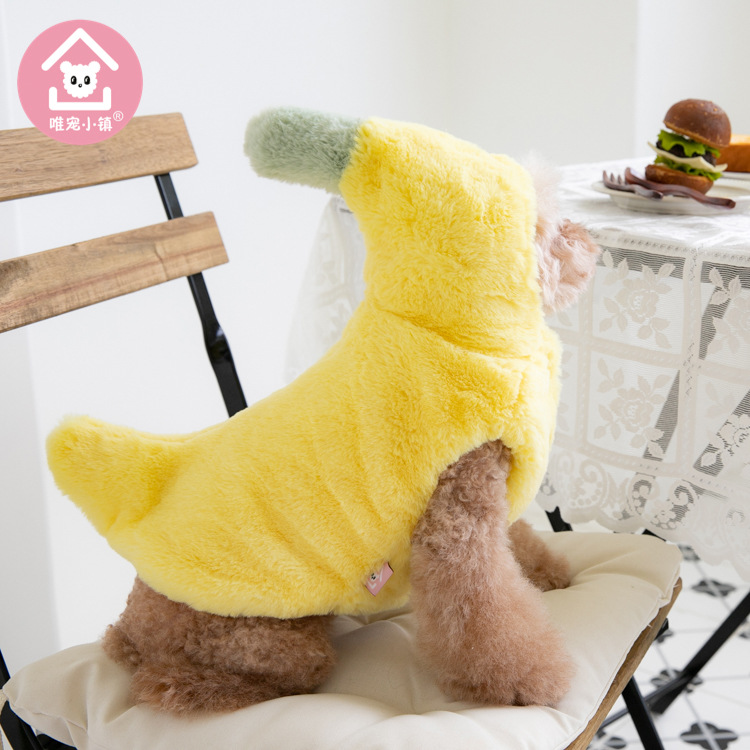 Wei pet town winter warm teddy banana transformation clothing plush dog clothes Halloween pet clothes