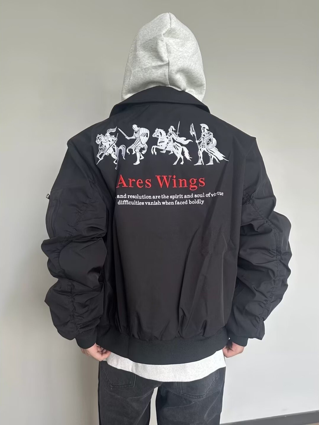 European and American Retro Knight Character Embroidered Bomber Jacket Loose Men's Spring and Autumn Design Workwear Cross-Border Jacket