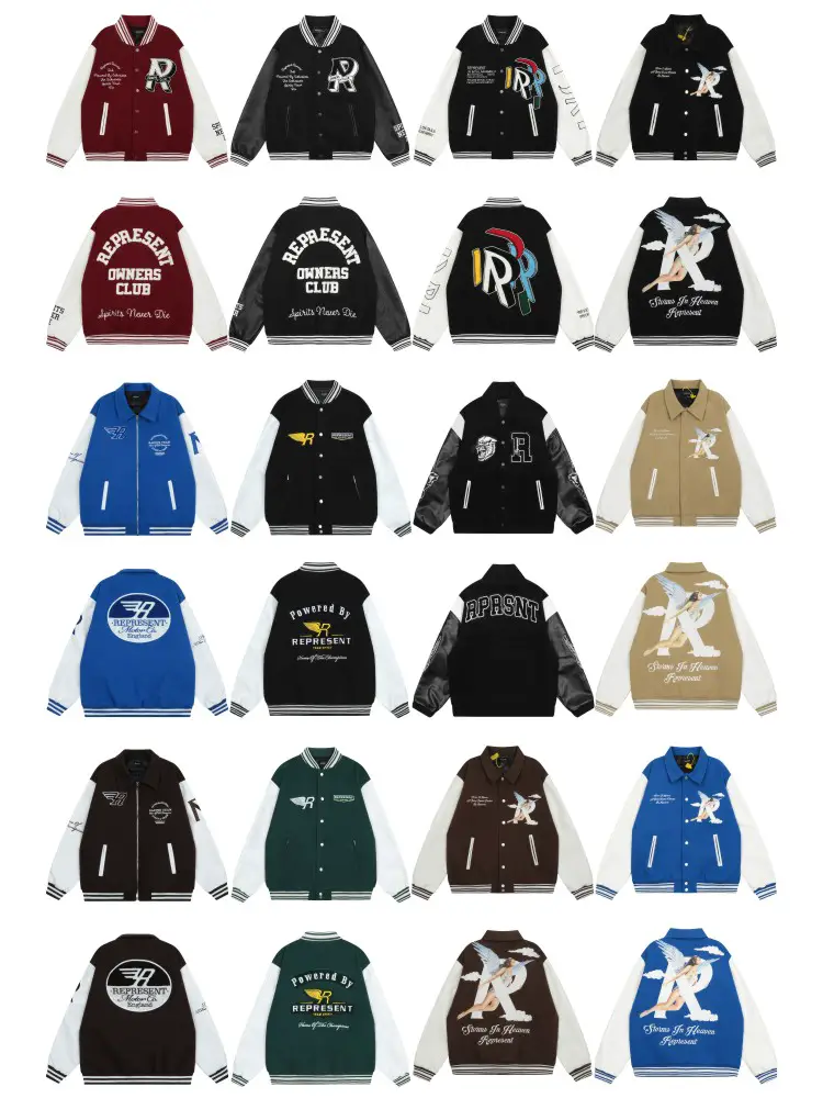 American Trendy Represent Baseball Uniform for Men Ins Retro Pilot jacket Cotton Coat Autumn and Winter Cotton Coat Outwear