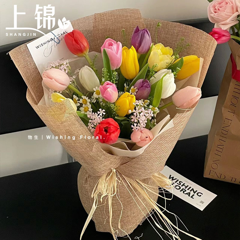 Korean color hemp roll natural linen packaging material flower bouquet packaging paper environmental protection material diy material