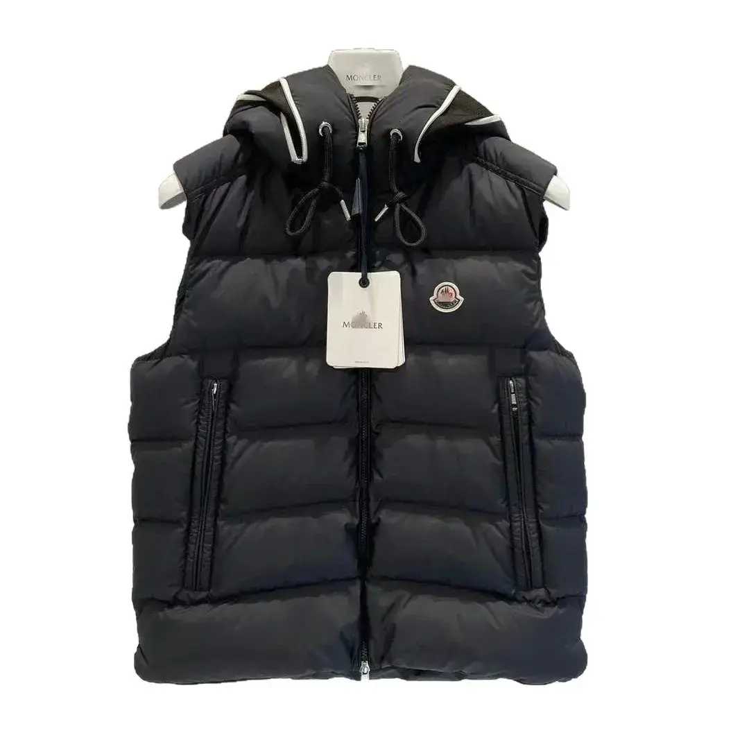 Winter New High Version Stand-Up Collar Hooded Sleeveless Letter down Vest Fashionable and Warm Couple's Same Style Vest Jacket