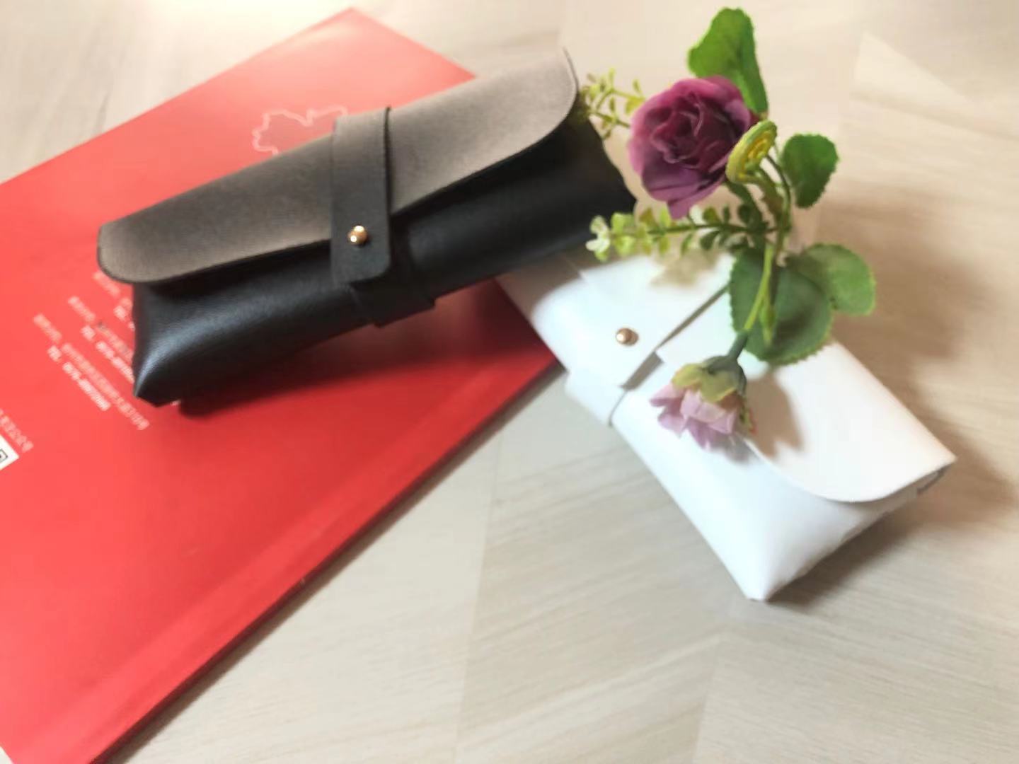 Glasses Case Student Leather Handmade Glasses Bag ins Simple Portable Storage Box Mirror Bag Mirror Cloth