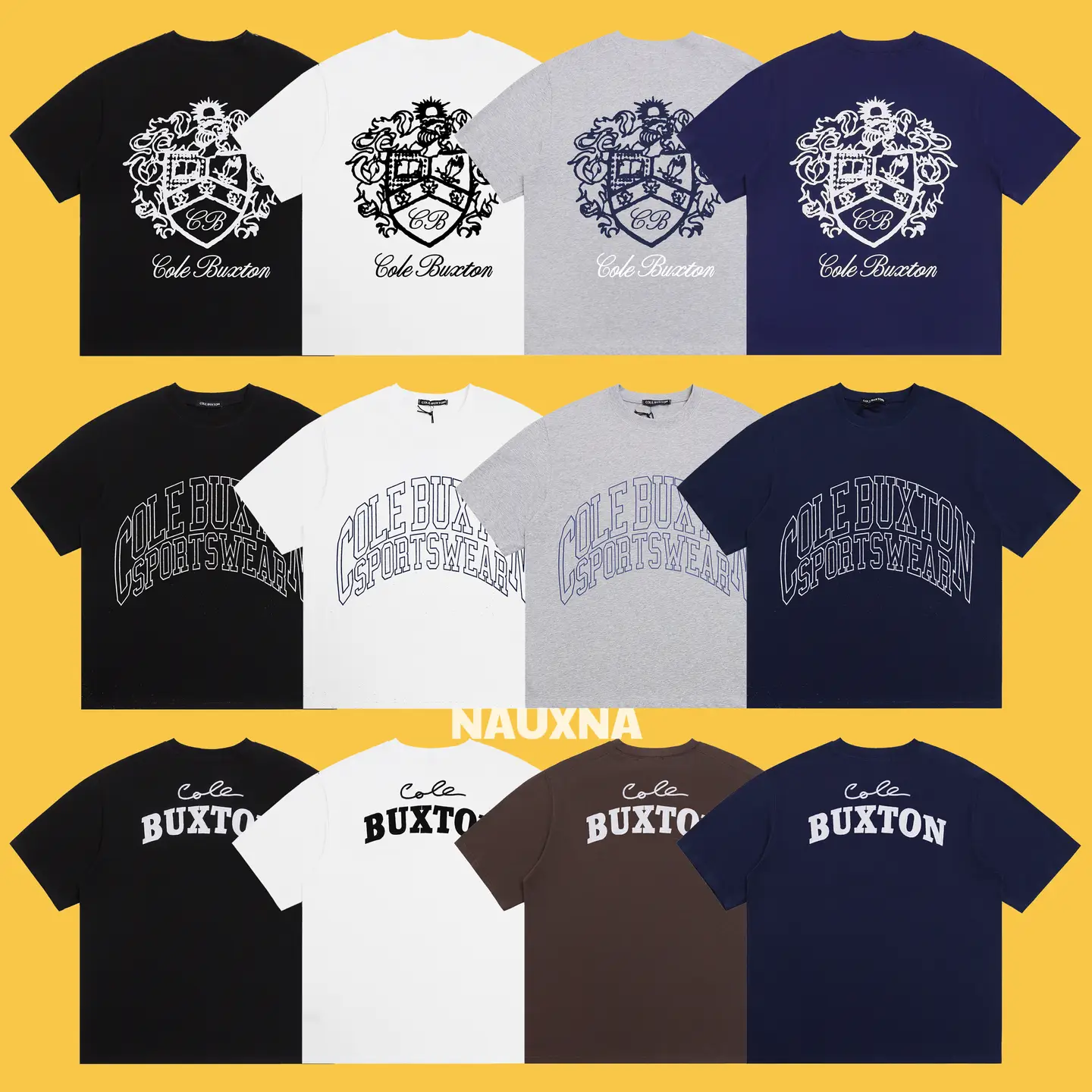 American Cole Buxton Wheat Slogan letter Logo Print Street Heavy weight Crew Neck Casual Short Sleeve T-Shirt Trendy