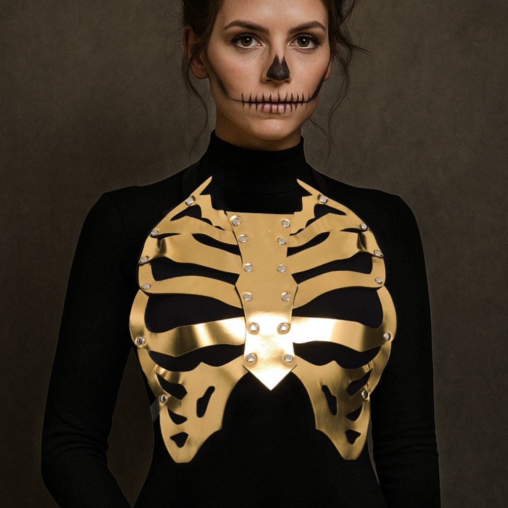 Horror Halloween Skeleton Chest Bone Frame Skeleton Chest Plate Skeleton Hand Bracelet Holiday Costume Accessories Props