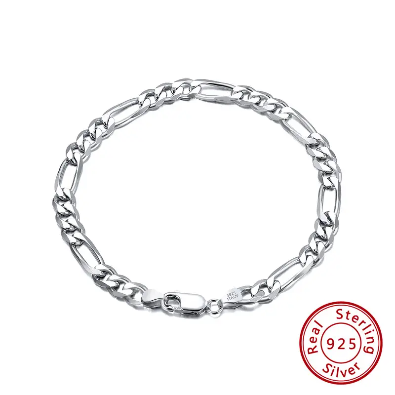Shangda Jewelry Cross-border Explosions S925 Sterling Silver Bracelet 5mm/3.3mm Figaro Chain Factory Outlet