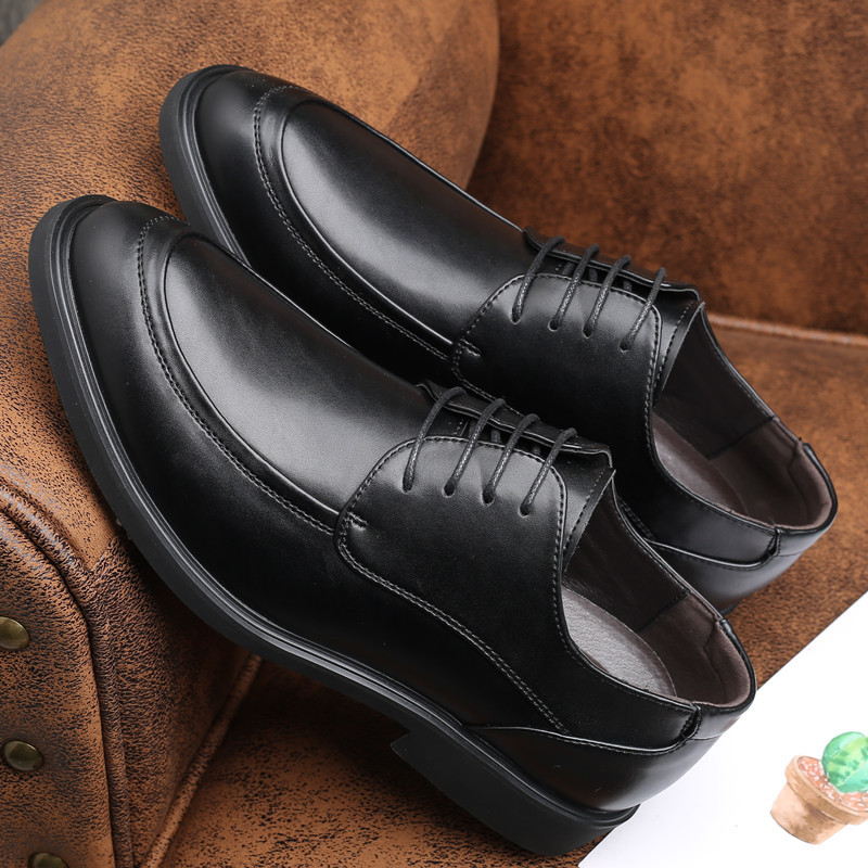 Spring new fashion business formal leather shoes small round toe casual men's shoes lace-up shoes wedding shoes retro Derby shoes