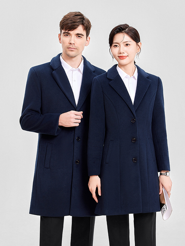 Winter Woolen Coat Mid-length Thickened Manager Business Property Men's and Women's Same Business Coat Dress Work Clothes