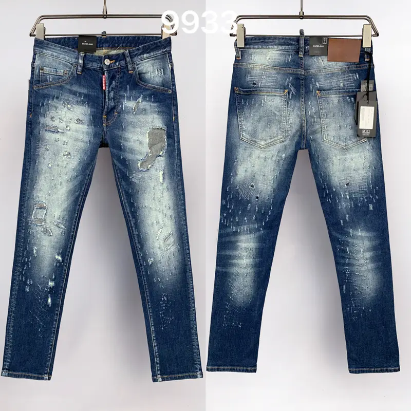 9933 Hole Patch Personality D2 High Street Trendy Brand Jeans American Cross-border Men's Denim Trousers European Station Denim