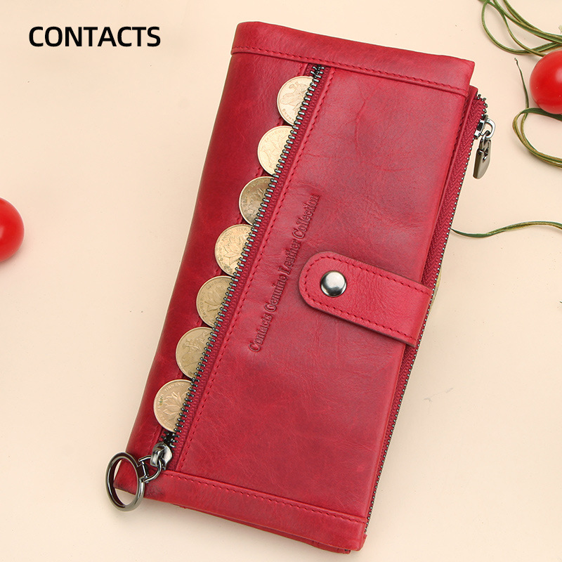 Black Angel Fashion Casual Rfid Anti-Theft Brush Genuine Leather Women's Wallet Multifunctional Long Women's Clutch