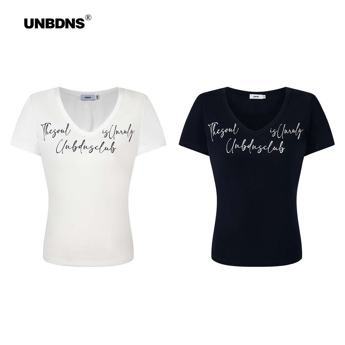 UNBDNS Short-sleeved T-shirt Women's 2025 New Explosions Summer Shoulder V-neck Senior Niche Slimming Top