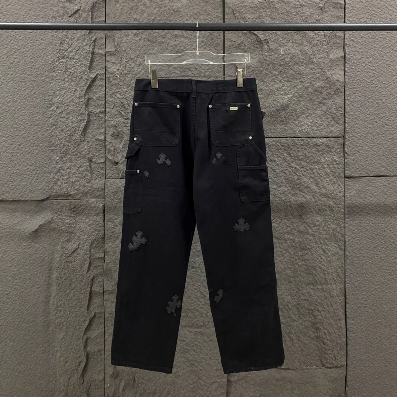 24Ssch Matty Boy Sex Records Patchwork Leather B01 Version Logging Pants Straight Cargo Pants