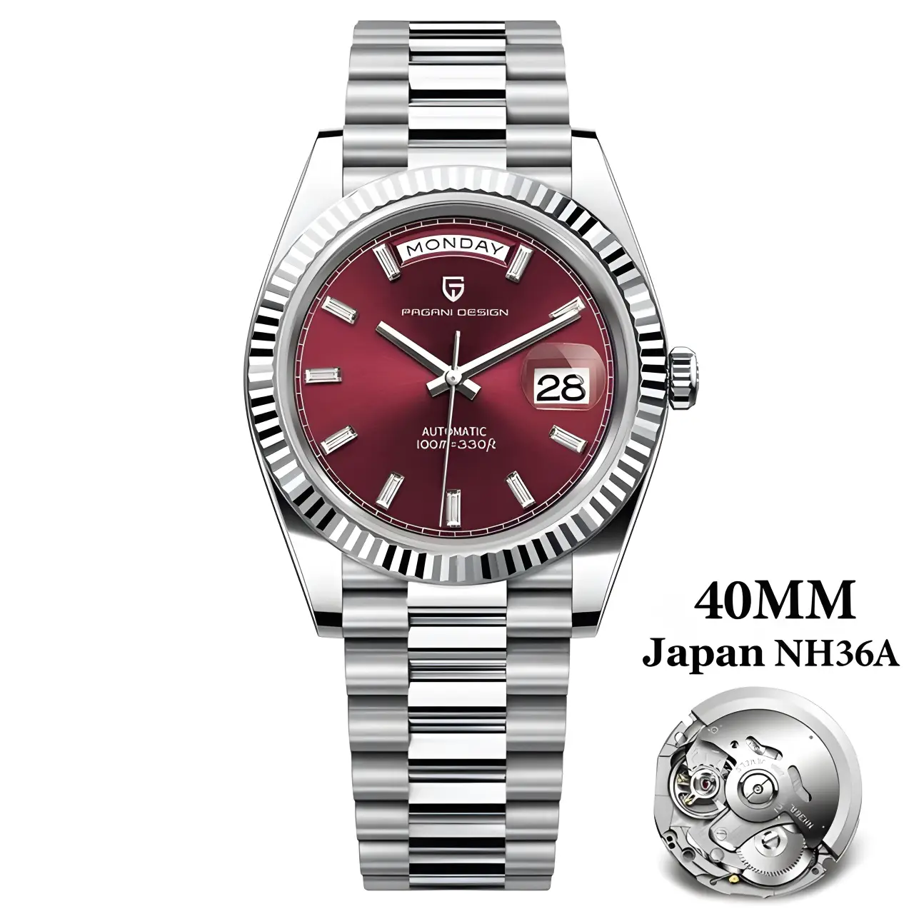 Pagani 40mm Men Fully Automatic Mechanical Watch Week Calendar Waterproof Business Watch Men 1783