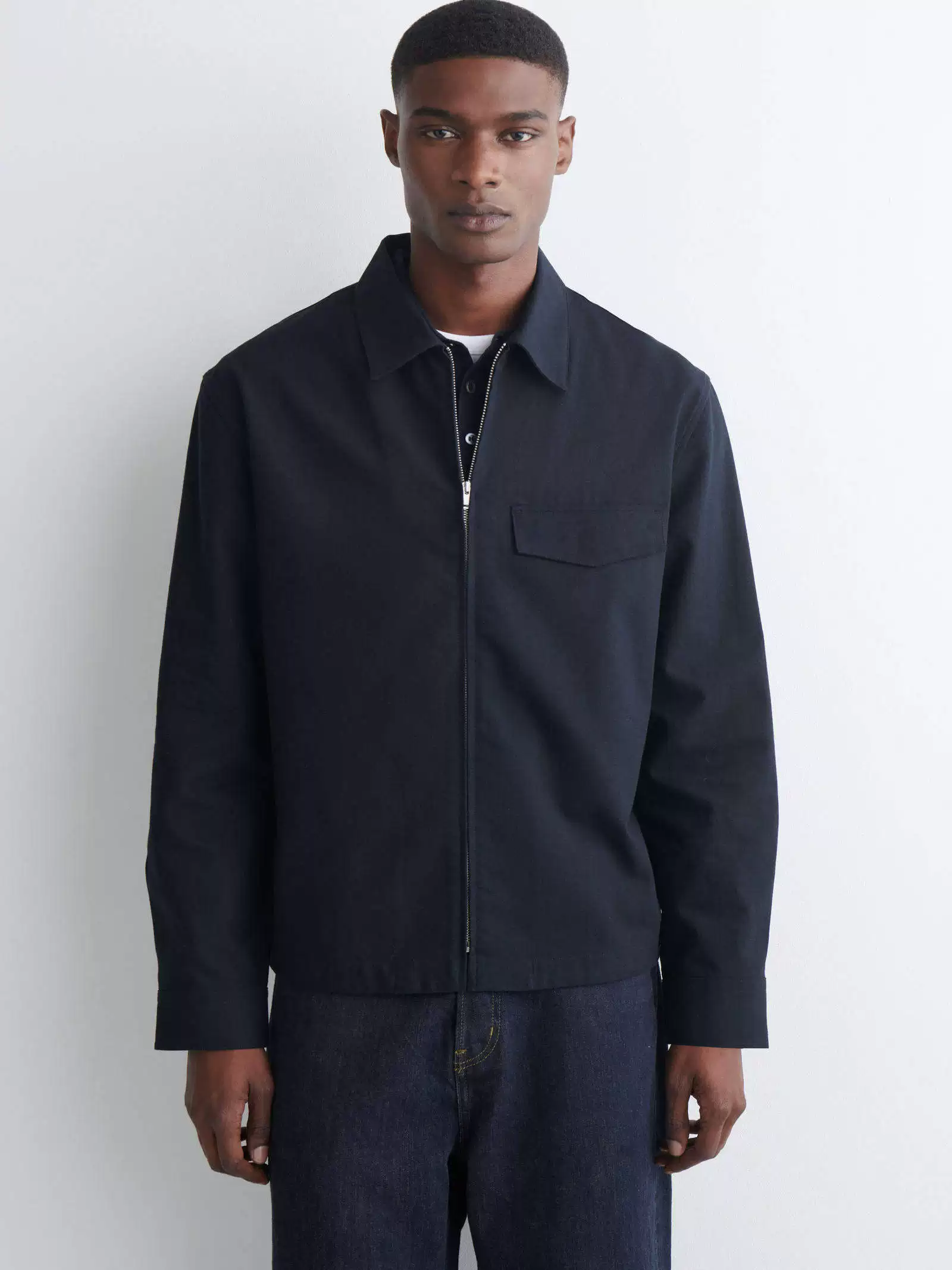 C*S Men's Casual Cotton Zipper Shirt Jacket Navy Blue 2026 Spring New Arrival 1315378001 QC-foto van TAOBAO op Qualit.ly