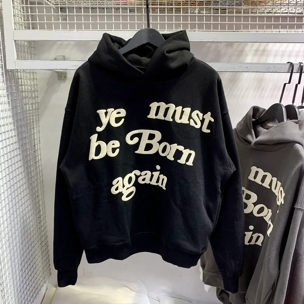 CPFM ye must be born again foam print kanji same hooded padded sweater men and women models