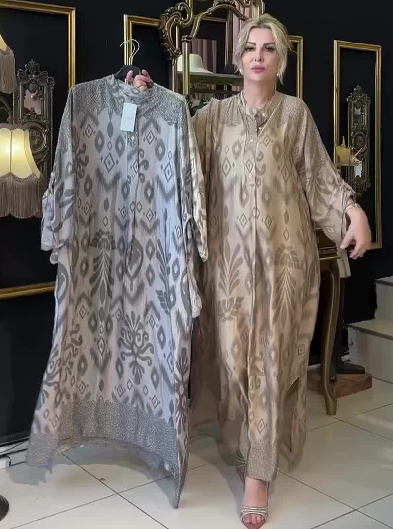 2024 European and American Amazon Autum New Printed Long-Sleeved Fashionable Women's Dress