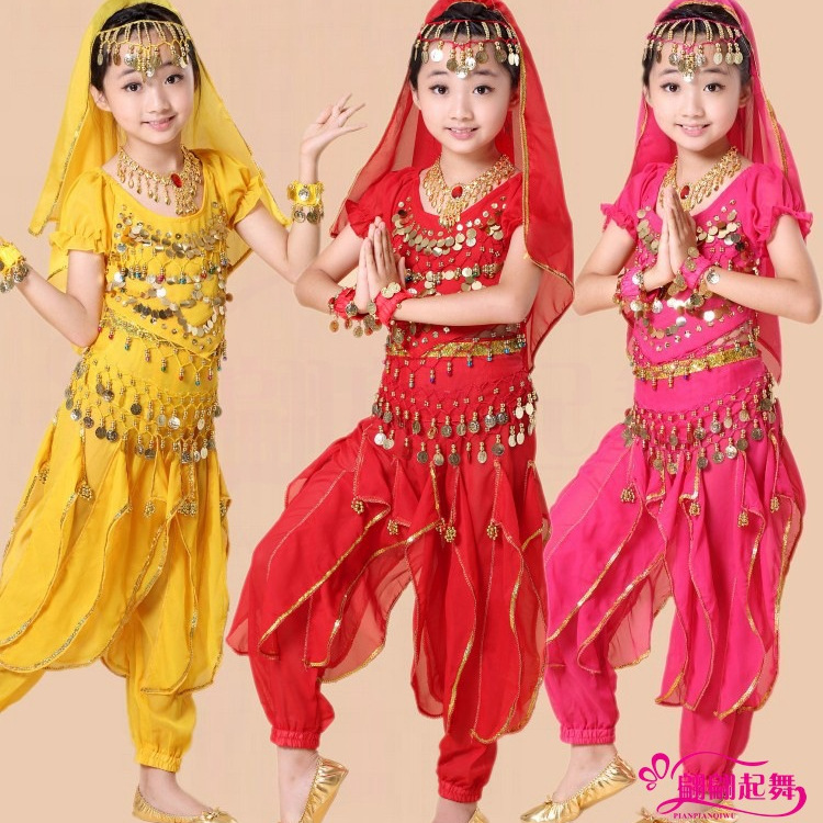 Children's performance costume girls' Indian dance belly dance performance costume Xinjiang dance children's ethnic dance practice costume