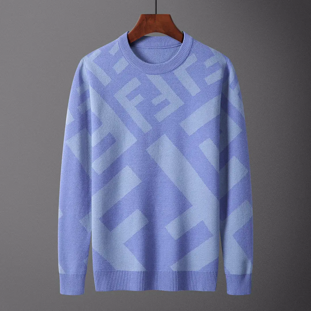 European station in the fall and winter men's casual letters jacquard round neck sweater pullover sweater men and women couple models