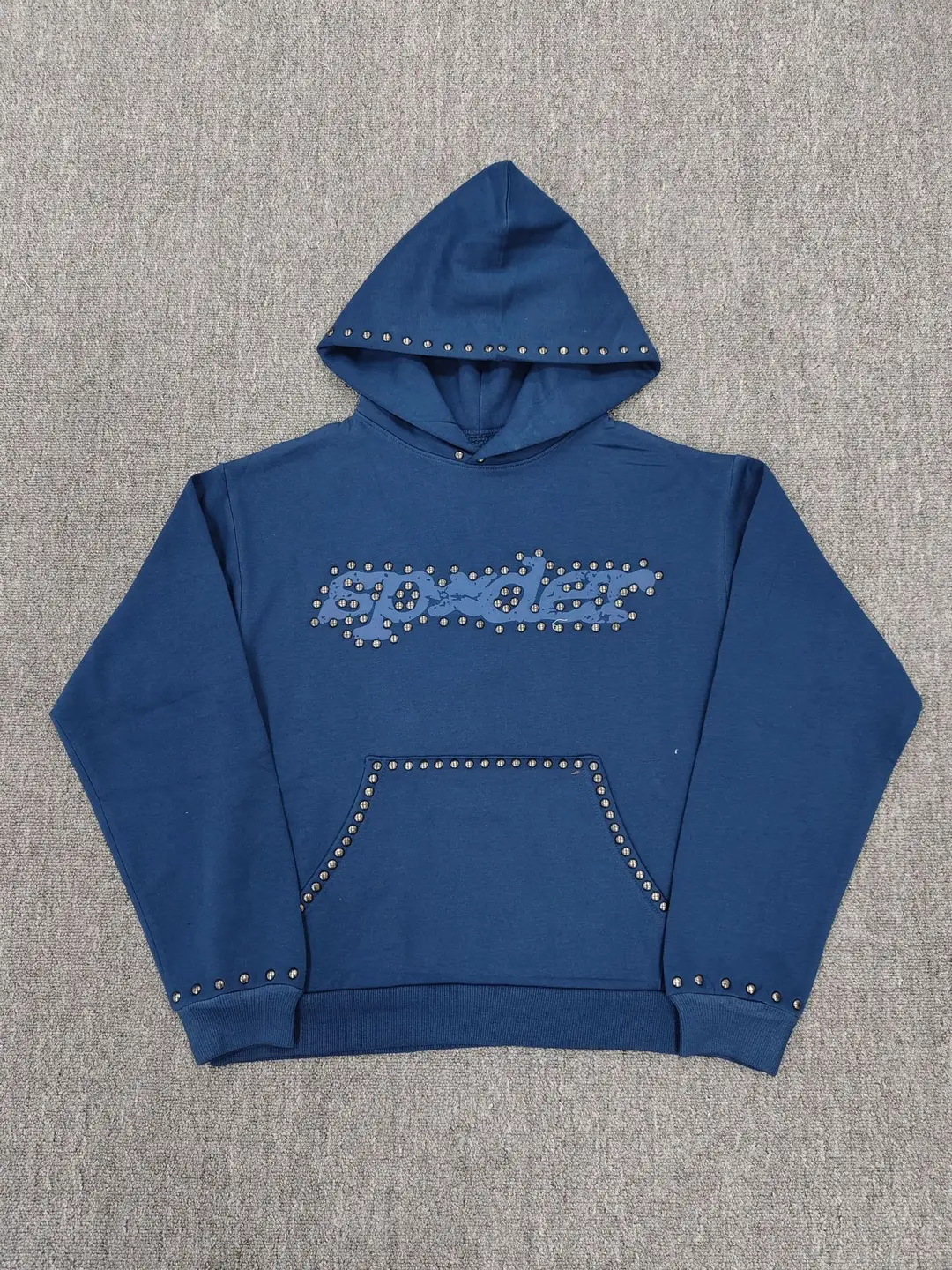 Sp5der Studded Hoodie Navy