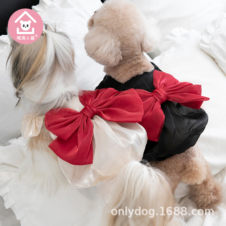 Weichong Town Spring and Summer Streamer Bow Gauze Skirt Pet Clothes Cat and Dog Clothing Teddy Bichon Jacket