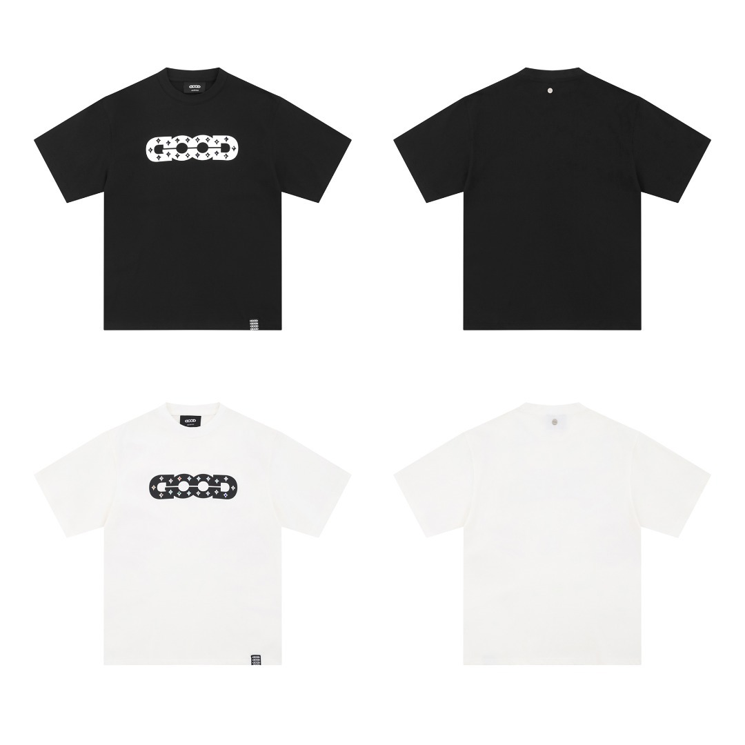25Ss Lu Kuran's Same Style Goodbrand Cut Out Good Color Diamond Printed Hot Diamond Short-Sleeved T-Shirt for Men and Women Couples