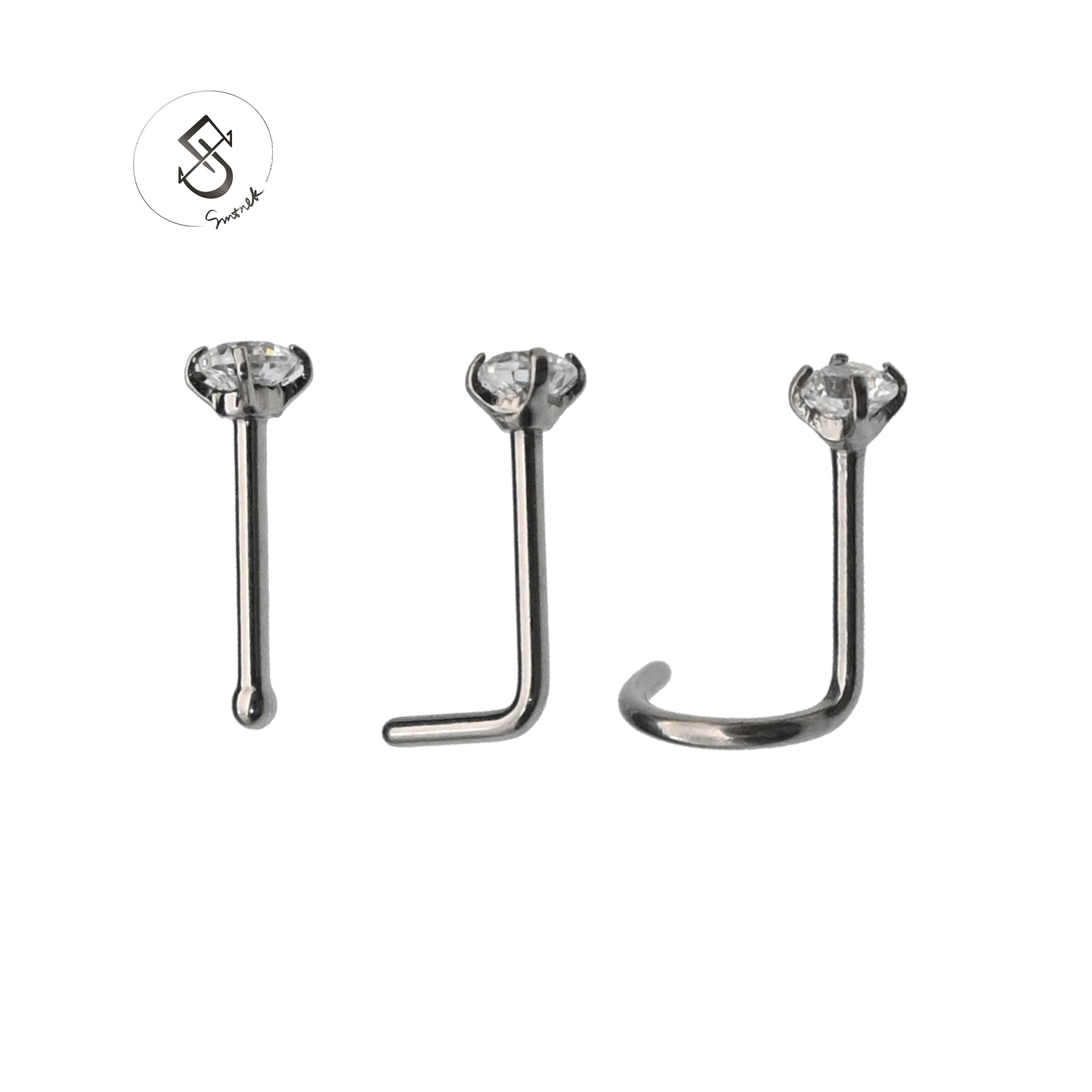 SMTNEK ASTM F-136 titanium alloy 5A zircon four-claw inlay 1 word 7 word 5 word nose nail 0.8mm