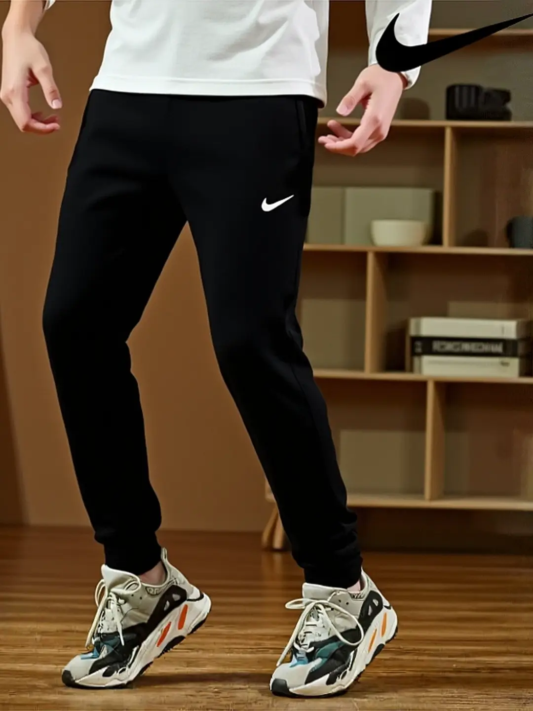 Nike Fleece-Lined Tapered Sweatpants, Winter New Men's Warm Pants, Small Logo Joggers