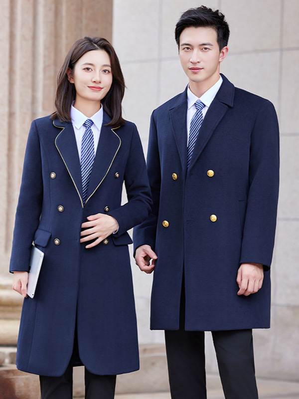 Business Long College Style Coat Work Clothes Winter New Wool Cotton Coat Women's Fortress Front Desk Tooling