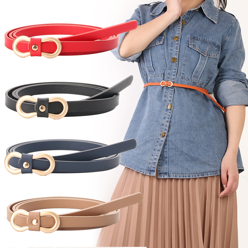 PU Thin Belt Women's European and American Fashion All-match Simple Trendy Decorative Denim dress Personalized Women's Belt