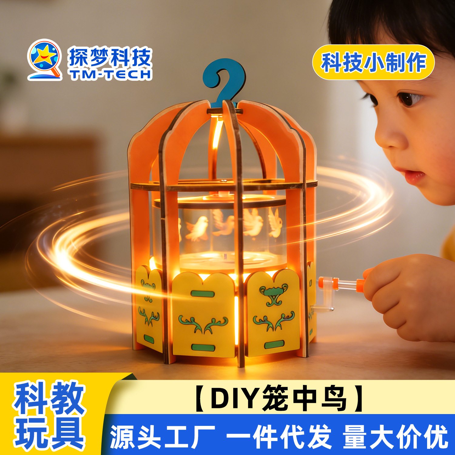 Science and Technology Small Crafts Children's DIY Material Kit: Bird in the Cage Visual Persistence Science Experiment Toy for Primary School Students