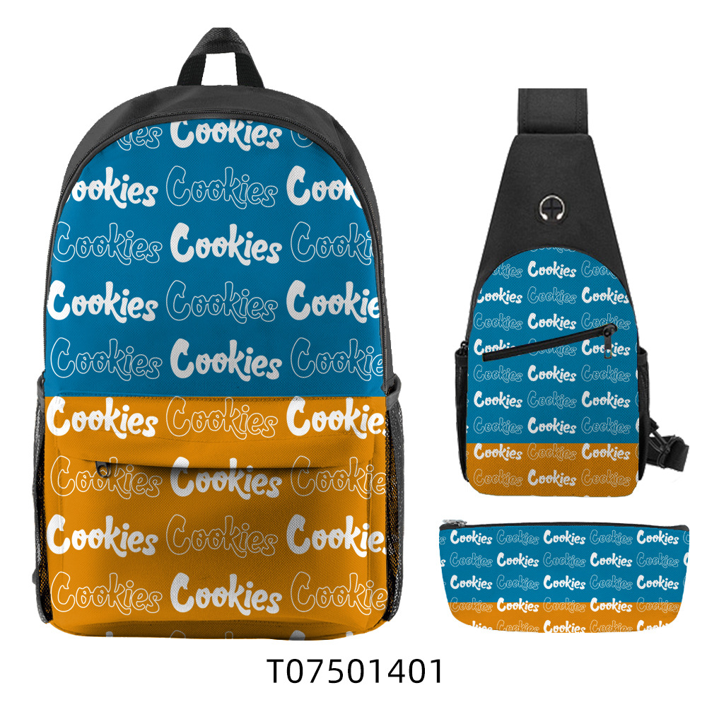 Cross-border new Cook shoulder bag three-piece outdoor travel computer bag polyester waterproof backpack wholesale