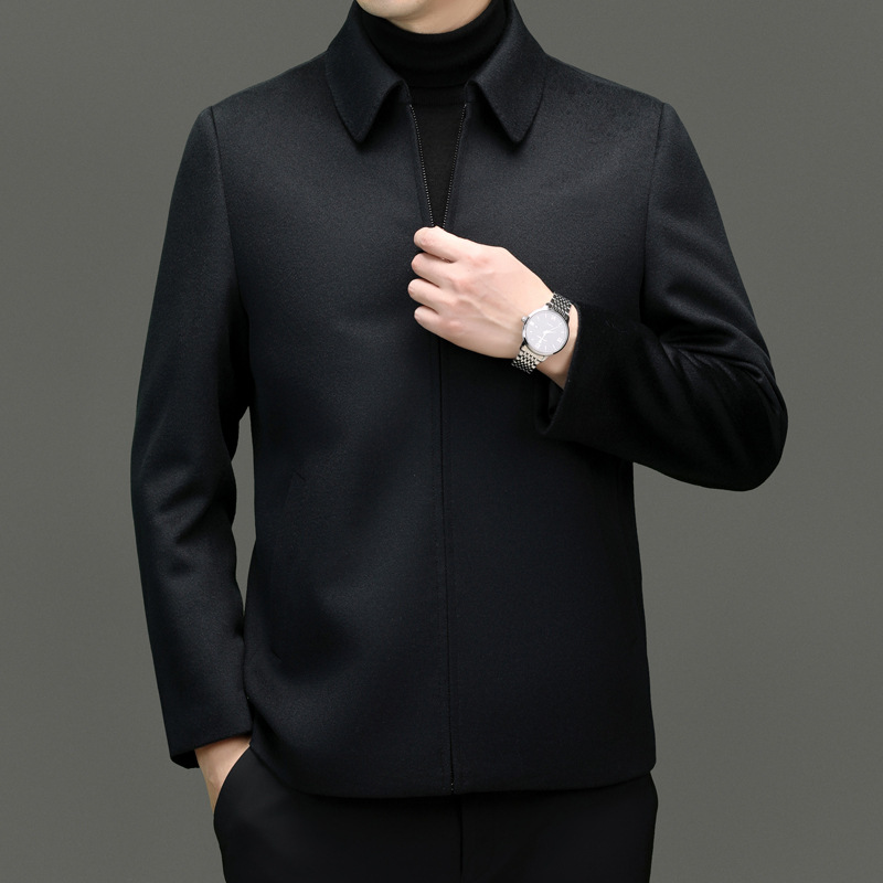 Autumn and Winter New High-End Lapel Wool Jacket Men's Short Business Administrative Cadre Cashmere Woolen Outwear