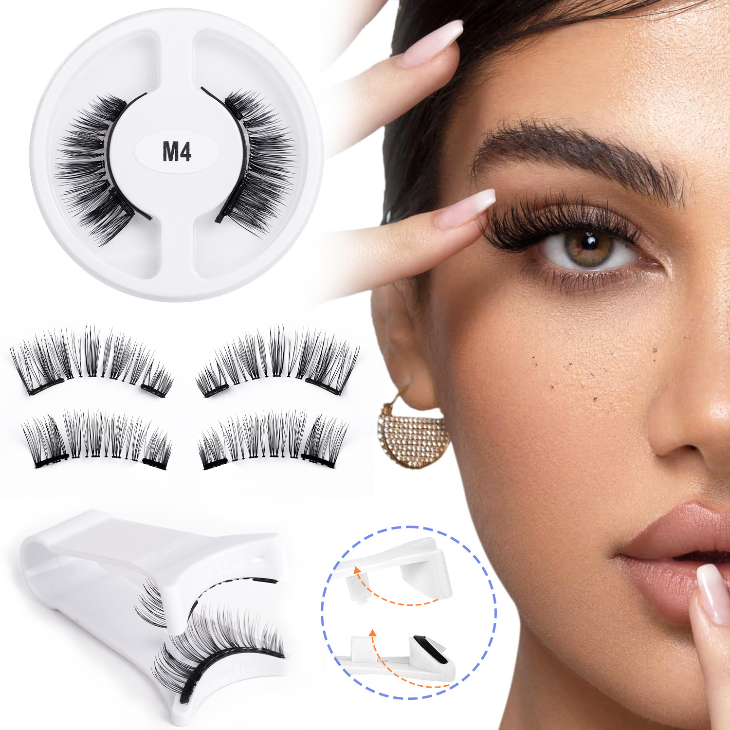 Factory wholesale portable magnetic false eyelashes Europe and the United States cross-border magnet eyelash V-clip magnetic eyelash suit