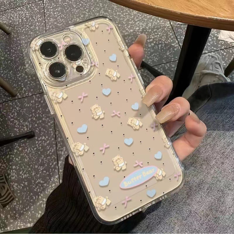 Floral Butter for Apple 16Pro 15 Phone Case 15Pro Max Transparent 11 12 13 Fine Hole 13Pro