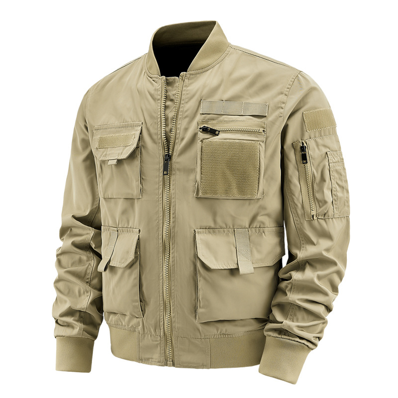 New Cross-border Bomber Jacket Men's Multi-bag Jacket American Baseball Suit Functional Three-proof Charge Clothes Work Top