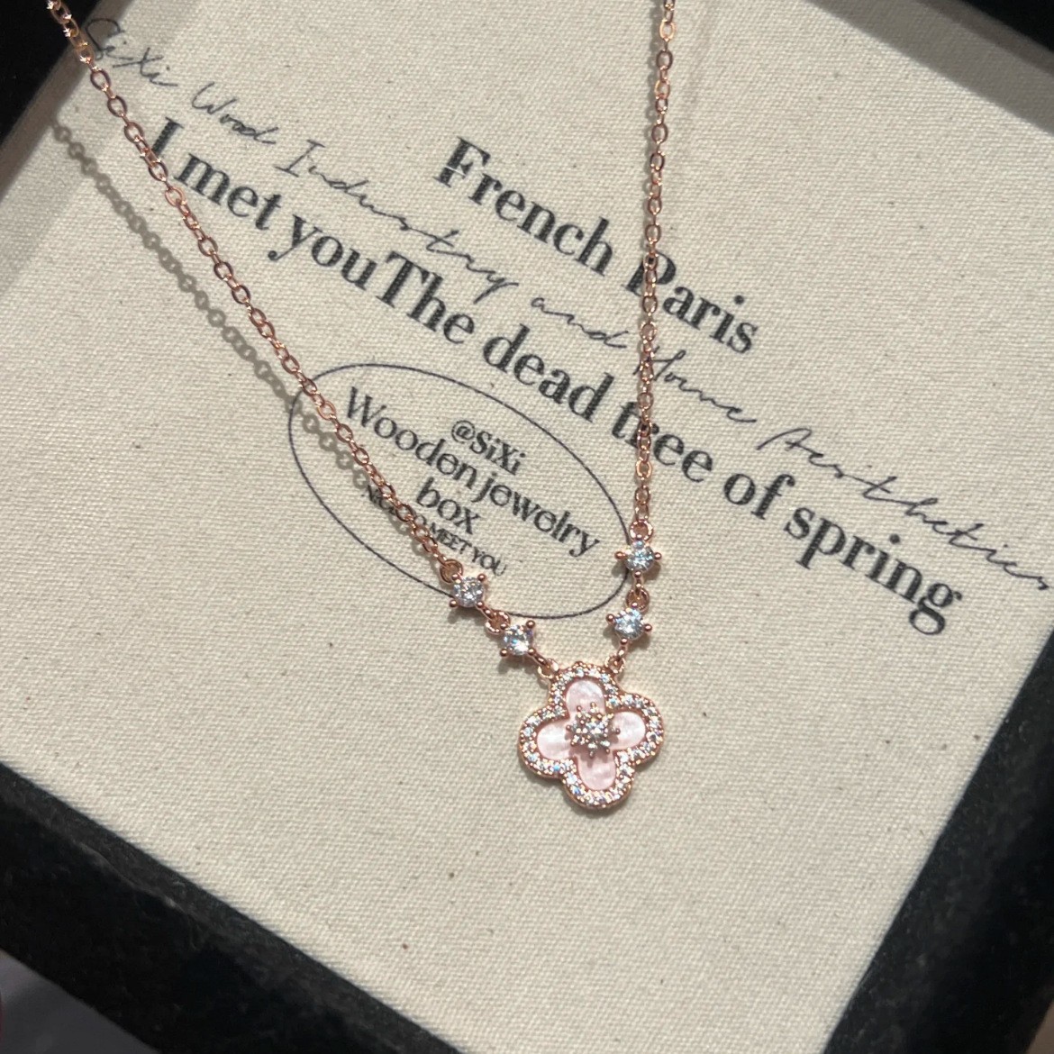 18K Real Gold Electroplated Zircon Mother-Of-Pearl Flower Pendant Necklace Ins Sweet and Exquisite Clavicle Chain High-End Necklace for Women