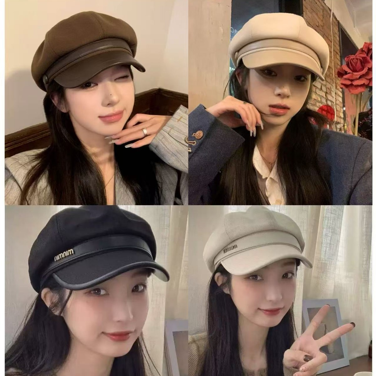 New 2025 Autumn and Winter Woolen Octagonal Hat for Women, Internet Celebrity Painter Beret, Versatile Duckbill Cap That Makes the Face Look Smaller