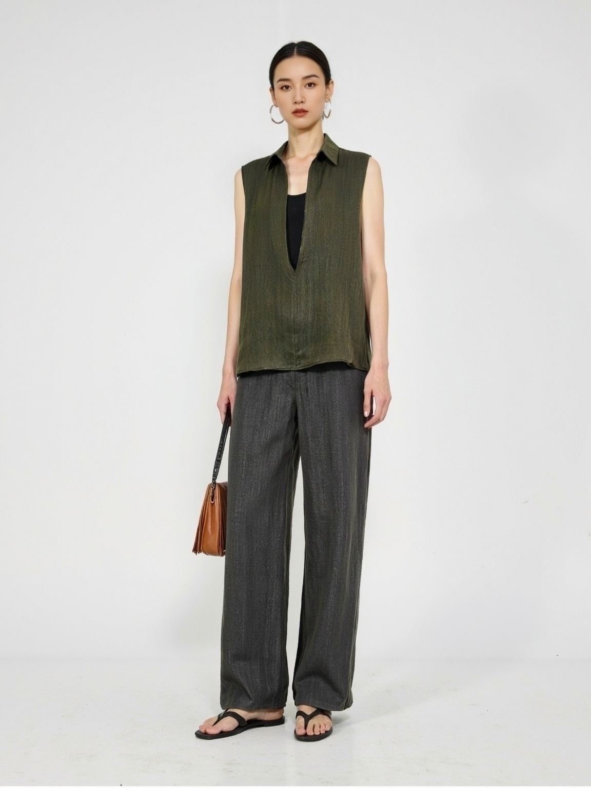 Summer New Linen Vest for Women, V-Neck Top, Casual Old Money Style, Loose Japanese-Style Jacket