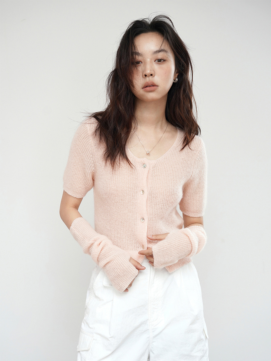 Love and Nancy Guangzhou Thirteen Rows Xia Original Mohair Skin-Friendly Niche Short Cardigan Sweater 11145 Versatile