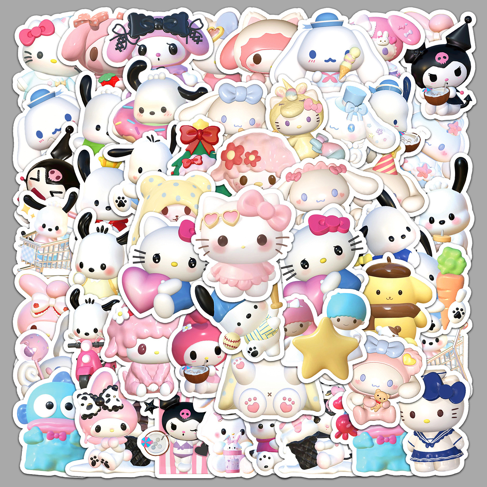 50 3D Sanrio Cartoon Stickers Cute Goo Kapacha Dog Waterproof Decorative Mobile Phone Shell Small Mumu Potato Stickers