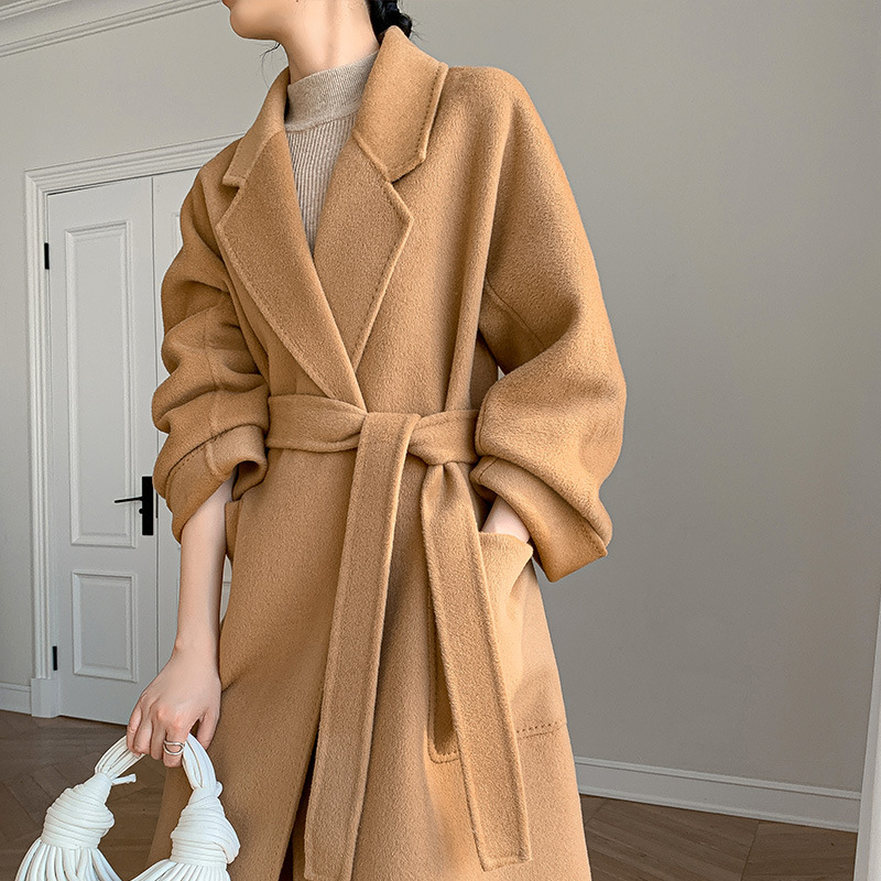 All-Wool Camel-Colored Double-Sided Wool Coat, Winter Hot-Selling Mid-Length Woolen Coat, 2025 New Korean-Style Coat