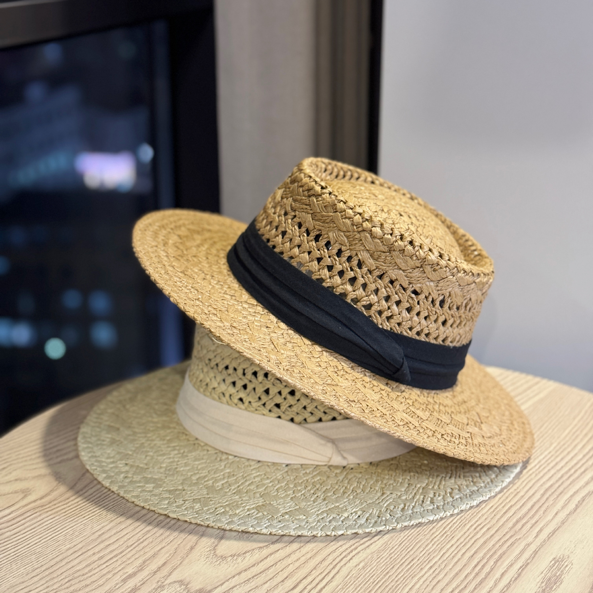 2026 Old Money Style Hollow Out Straw Hat for Women, Summer Flat Top Straw Hat, Beach Sunshade Sun Protection Hat, Trendy