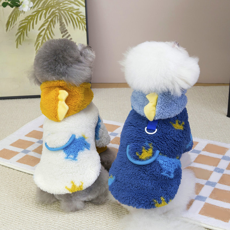 Teddy Bichon Puppy Clothes Autumn and Winter New Two-Legged Fleece Jacket with Pull Ring Small Size Dogs 25 Star Dragon Fleece Jacket